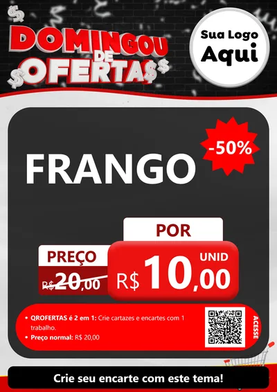Modelo de Cartaz para Cartaz A4 Vertical com o tema Domingou de Ofertas para Assados
