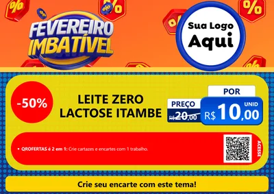 Modelo de Cartaz para Cartaz A4 Horizontal com o tema Fevereiro Imbatível para Frios e Laticínios