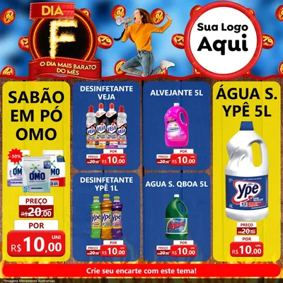 Modelo de Rede Social para Feed Facebook com o tema Dia F - O Dia Mais Barato Do Mês para Produtos de Limpeza