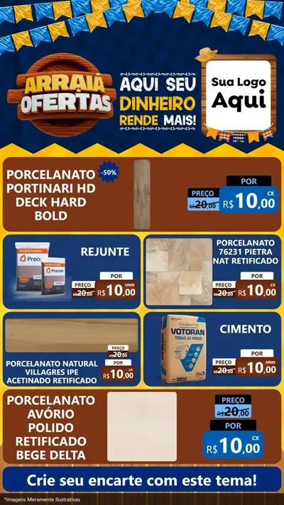 Modelo de TV para TV Vertical com o tema Arraiá de Ofertas - Junina para Pisos e revestimentos