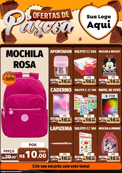 Modelo de Encarte para Encarte A4 Vertical com o tema Ofertas de Páscoa para Papelaria