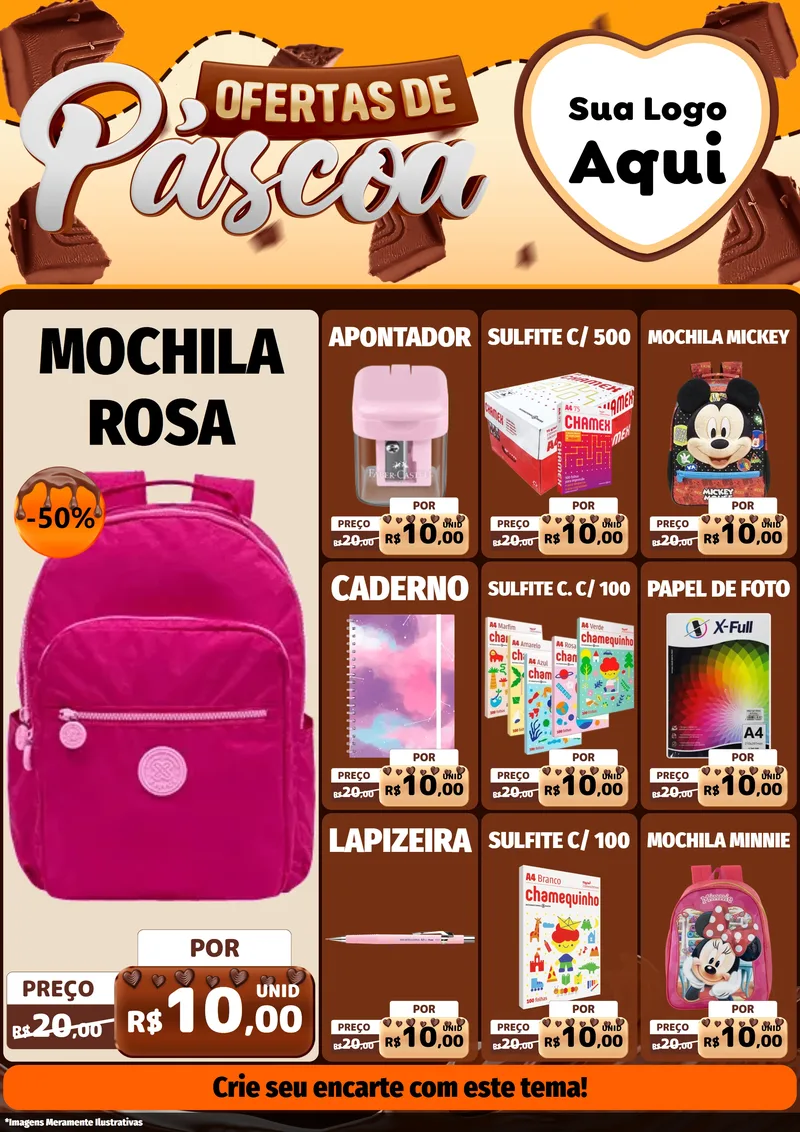 Modelo de Encarte para Encarte A4 Vertical com o tema Ofertas de Páscoa para Papelaria