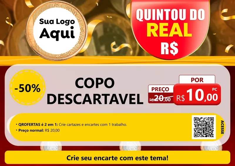 Modelo de Cartaz para Cartaz A4 Horizontal com o tema Quintou do Real para Embalagens