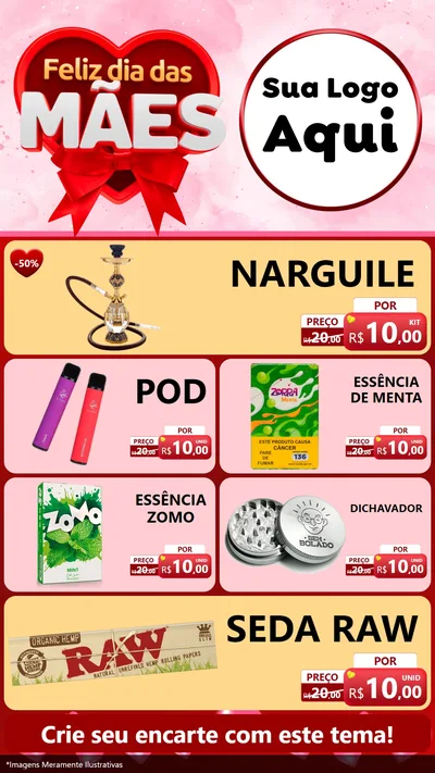 Modelo de TV para TV Vertical com o tema Feliz Dia Das Mães para Tabacaria