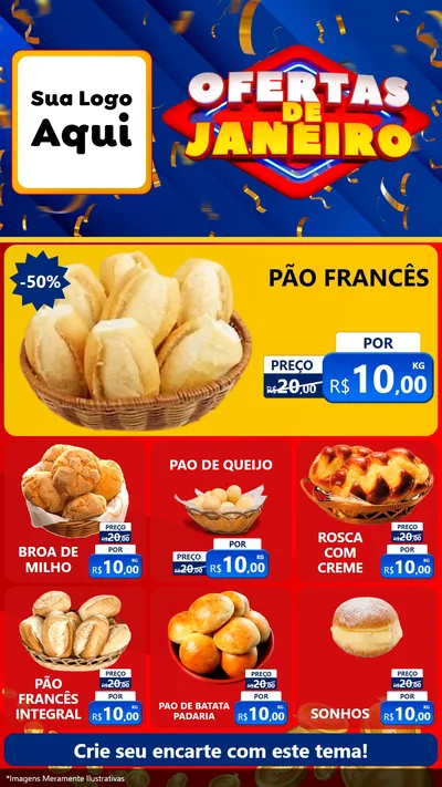 Modelo de Rede Social para Stories com o tema Ofertas de Janeiro para Padaria