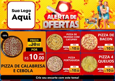 Modelo de Encarte para Encarte A4 Horizontal com o tema Alerta de Ofertas para Pizzaria
