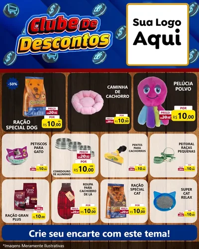 Modelo de Rede Social para Feed Instagram com o tema Clube de Descontos para Pet Shop