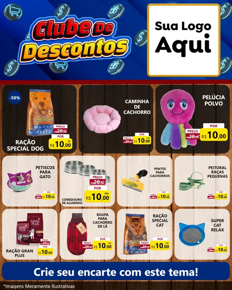 Modelo de Rede Social para Feed Instagram com o tema Clube de Descontos para Pet Shop