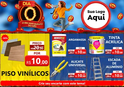 Modelo de Encarte para Encarte A4 Horizontal com o tema Dia O - O Dia Mais Barato Do Mês para Material para Construção