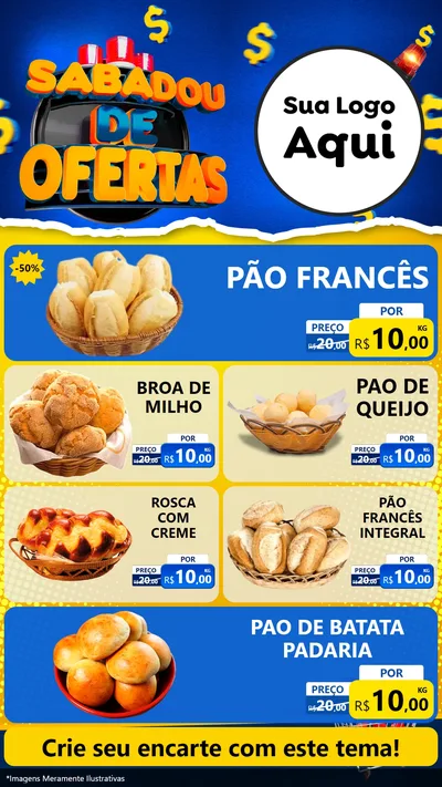 Modelo de TV para TV Vertical com o tema Sabadou de Ofertas para Padaria