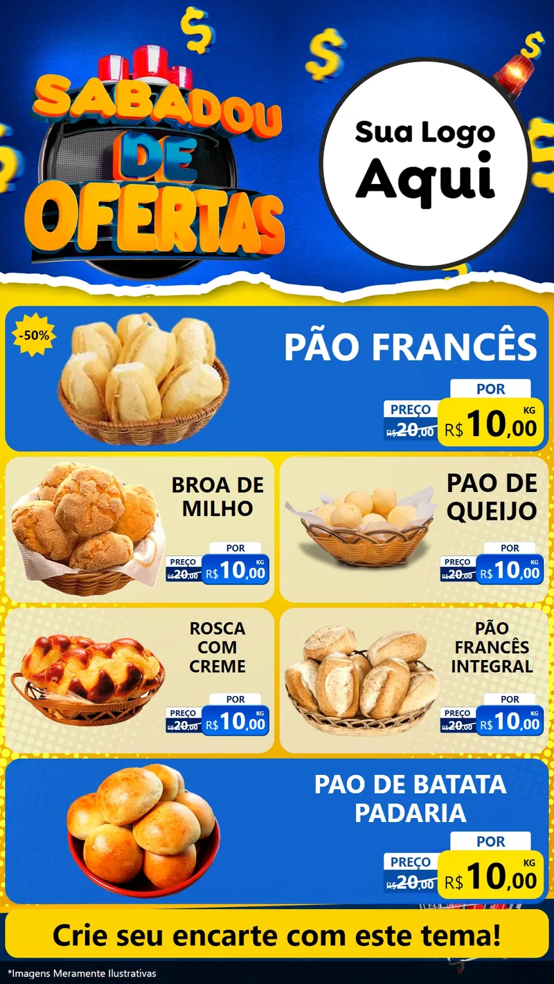 Modelo de TV para TV Vertical com o tema Sabadou de Ofertas para Padaria