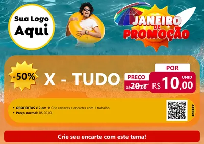 Modelo de Cartaz para Cartaz A4 Horizontal com o tema Janeiro de Promoção para Hamburgueria