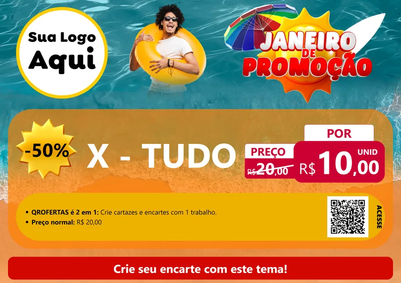 Modelo de Cartaz para Cartaz A4 Horizontal com o tema Janeiro de Promoção para Hamburgueria