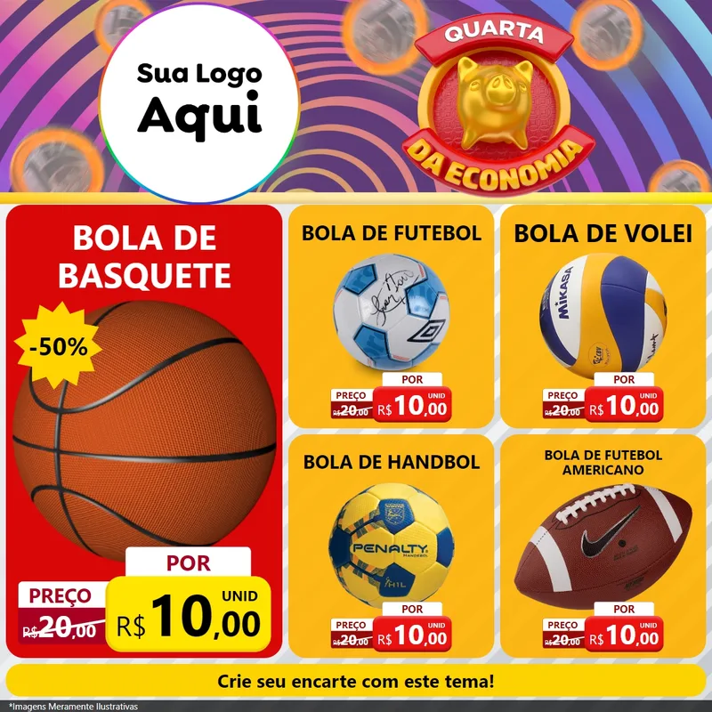 Modelo de Rede Social para Feed Facebook com o tema Quarta da Economia para Artigos Esportivos