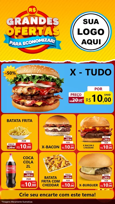 Modelo de Rede Social para Stories com o tema Grandes Ofertas Para Economizar! para Hamburgueria