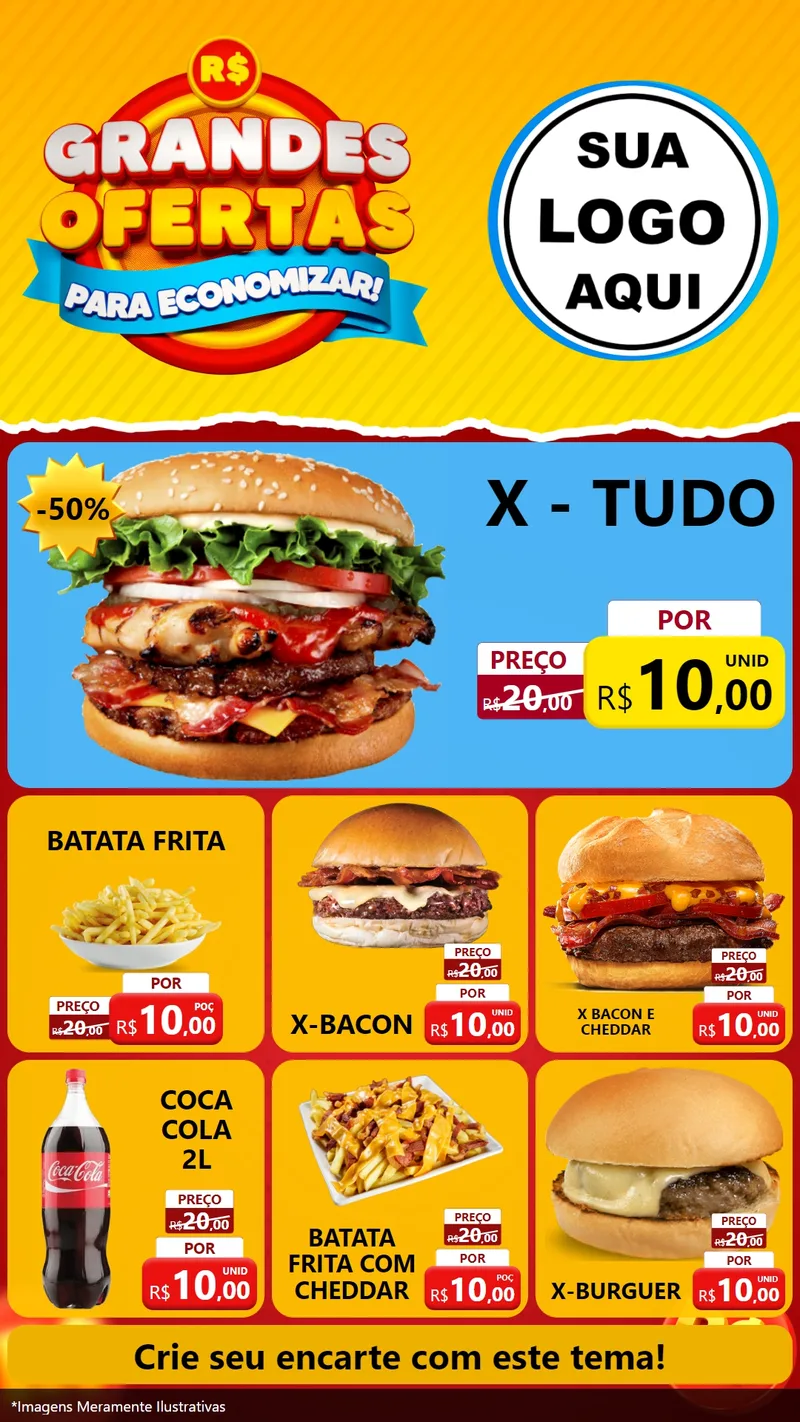 Modelo de Rede Social para Stories com o tema Grandes Ofertas Para Economizar! para Hamburgueria