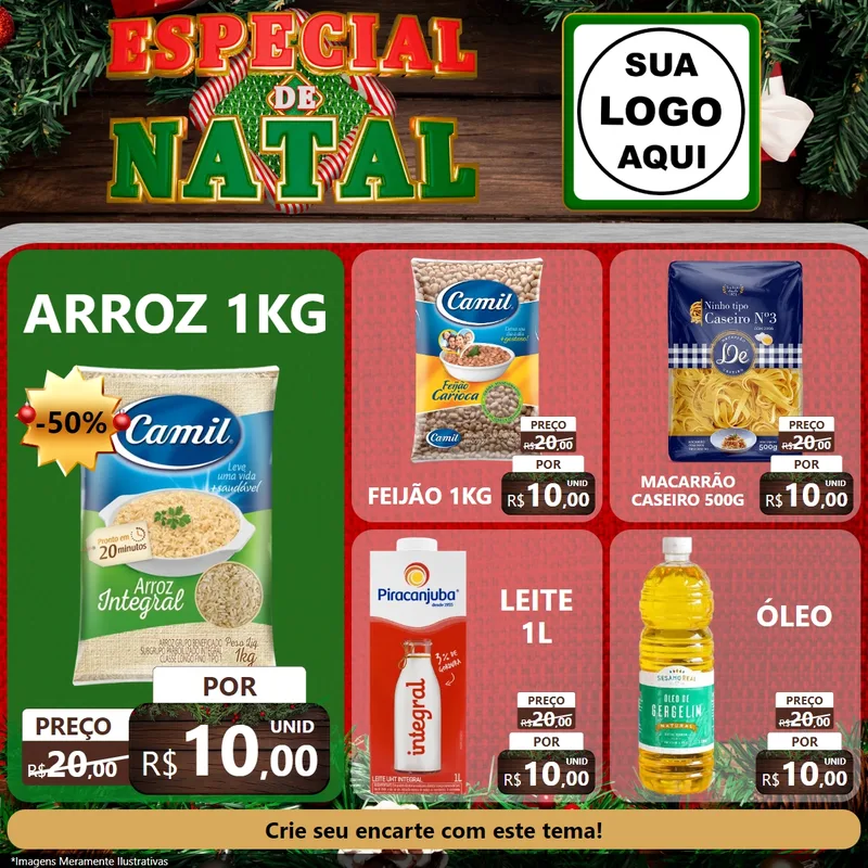 Modelo de Rede Social para Feed Facebook com o tema Especial de Natal para Supermercado