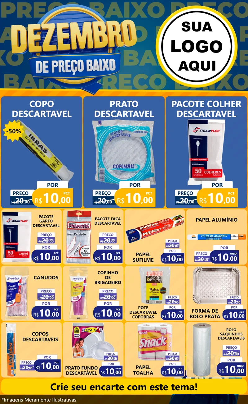 Modelo de Encarte para Encarte Grande com o tema Dezembro de Preço Baixo para Embalagens