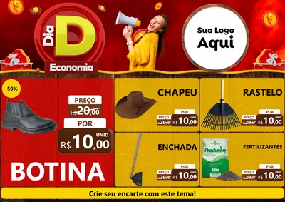 Modelo de Encarte para Encarte A4 Horizontal com o tema Dia D Economia para Agropecuária