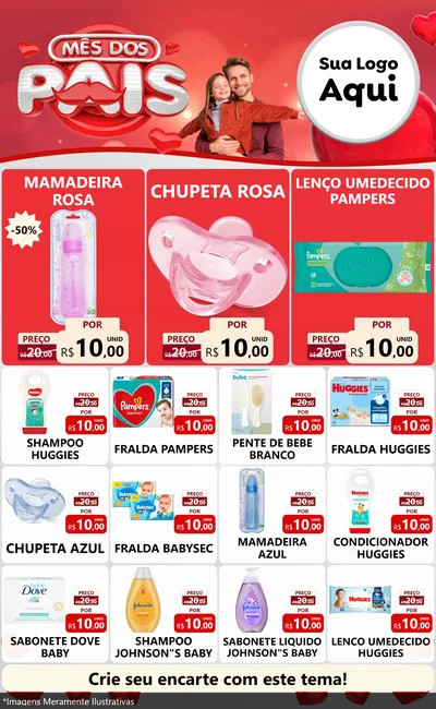 Modelo de Encarte para Encarte Grande com o tema Mês dos Pais para Bebês