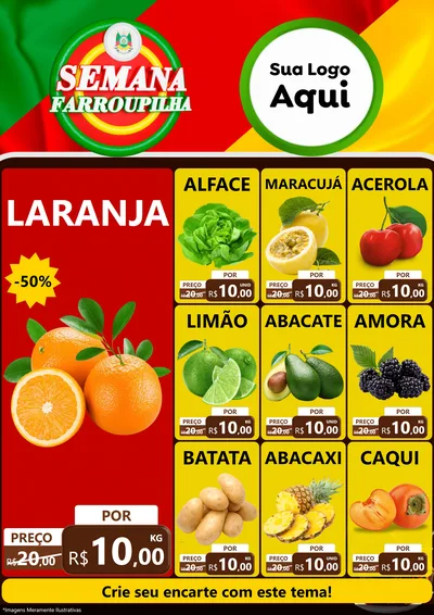Modelo de Encarte para Encarte A4 Vertical com o tema Semana Farroupilha para Hortifrúti