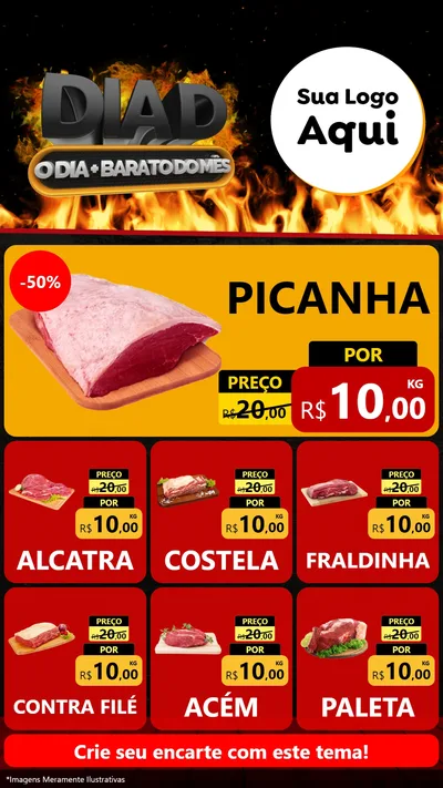 Modelo de Rede Social para Stories com o tema Dia D, O Dia Mais Barato Do Mês para Açougue