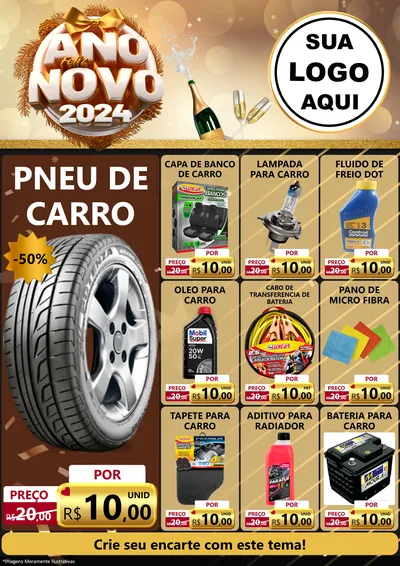 Modelo de Encarte para Encarte A4 Vertical com o tema Feliz Ano Novo 2027 para Auto peças