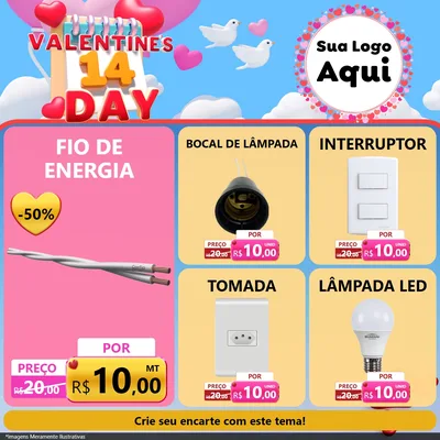 Modelo de Rede Social para Feed Facebook com o tema Valentine's Day para Materiais Elétricos