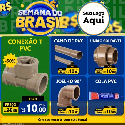 Modelo de Rede Social para Feed Facebook com o tema Semana Do Brasil para Tubos e conexões
