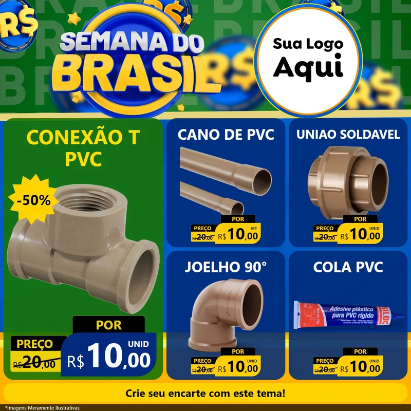 Modelo de Rede Social para Feed Facebook com o tema Semana Do Brasil para Tubos e conexões