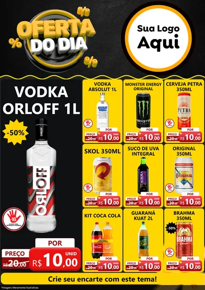 Modelo de Encarte para Encarte A4 Vertical com o tema Oferta Do Dia para Distribuidora de bebidas