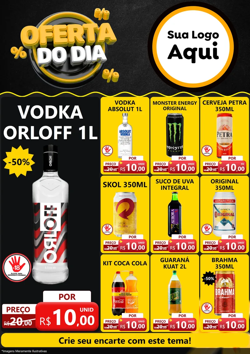 Modelo de Encarte para Encarte A4 Vertical com o tema Oferta Do Dia para Distribuidora de bebidas