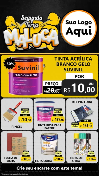 Modelo de Rede Social para Stories com o tema Segunda e Terça Maluca para Tintas e Ferramentas