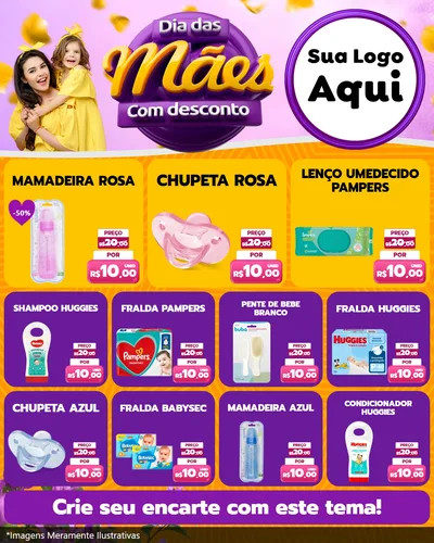 Modelo de Rede Social para Feed Instagram com o tema Dia das Mães com Desconto para Bebês