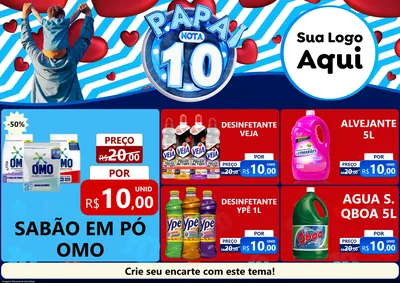 Modelo de Encarte para Encarte A4 Horizontal com o tema Papai Nota 10 para Produtos de Limpeza