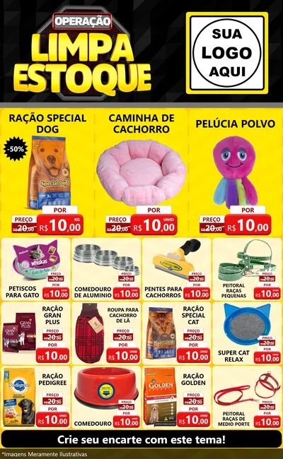Modelo de Encarte para Encarte Grande com o tema Operação Limpa Estoque para Pet Shop