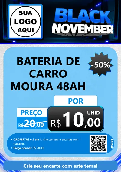 Modelo de Cartaz para Cartaz A4 Vertical com o tema Black November para Baterias Elétricas
