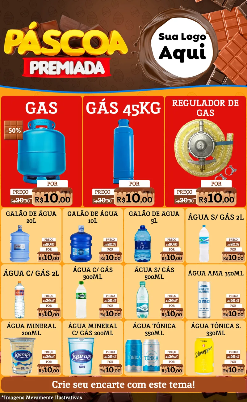 Modelo de Encarte para Encarte Grande com o tema Páscoa Premiada para Água e gás