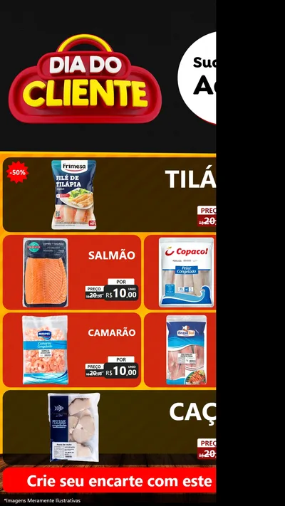 Modelo de TV para TV Vertical com o tema Dia do Cliente para Peixaria