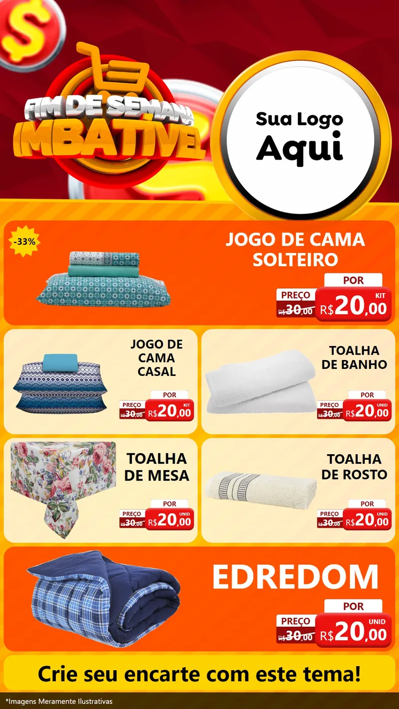 Modelo de TV para TV Vertical com o tema Fim de Semana Imbatível para Cama, Mesa e Banho
