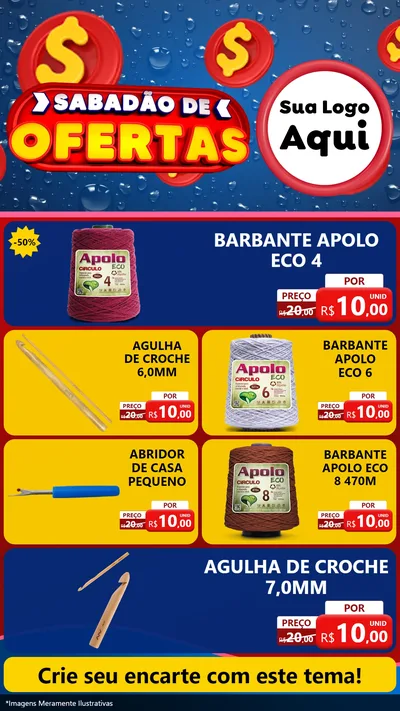 Modelo de TV para TV Vertical com o tema Sabadão de Ofertas para Armarinho e Aviamentos