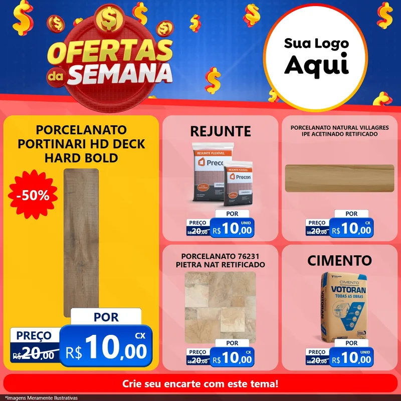 Modelo de Rede Social para Feed Facebook com o tema Ofertas Da Semana para Pisos e revestimentos