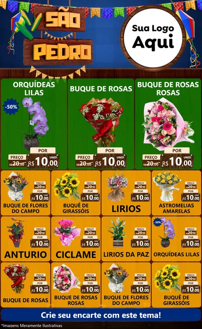 Modelo de Encarte para Encarte Grande com o tema São Pedro para Floricultura e jardim