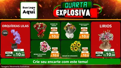 Modelo de TV para TV Horizontal com o tema Quarta Explosiva para Floricultura e jardim