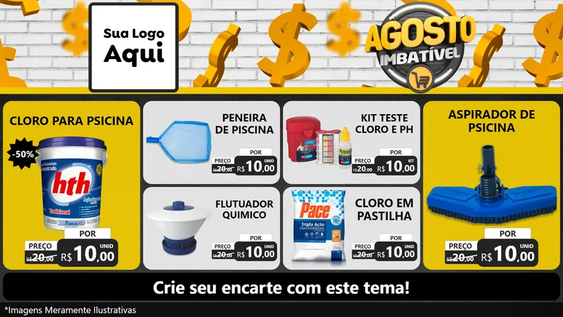 Modelo de TV para TV Horizontal com o tema Agosto imbatível para Produtos para Piscina