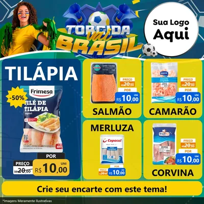 Modelo de Rede Social para Feed Facebook com o tema Torcida Vai Brasil - Copa para Peixaria