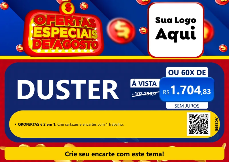 Modelo de Cartaz para Cartaz A4 Horizontal com o tema Ofertas Especiais de Agosto para Concessionaria de Carros