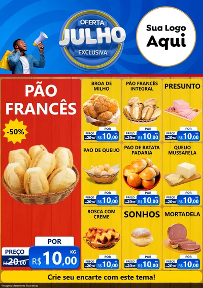 Modelo de Encarte para Encarte A4 Vertical com o tema Oferta Exclusiva, Julho para Padaria