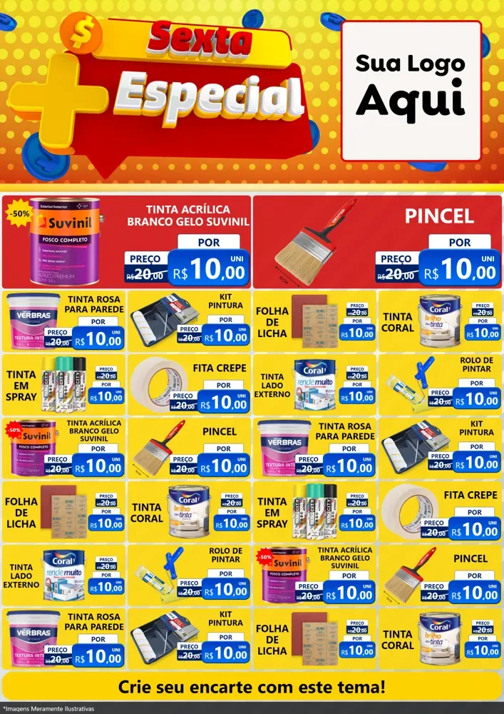 Modelo de Encarte para Encarte A4 Vertical com o tema Sexta Mais Especial para Tintas e Ferramentas