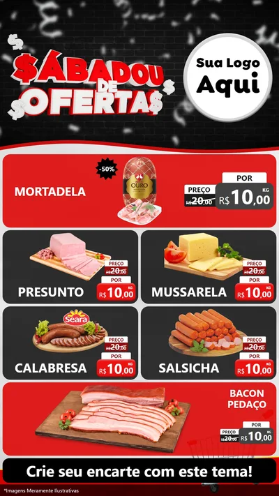 Modelo de TV para TV Vertical com o tema Sabadou de Ofertas para Frios e Laticínios